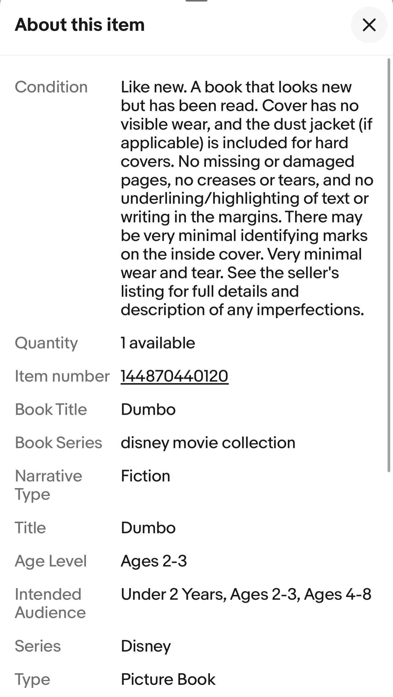 Dumbo - Disney Movie Collection Story Book Hardcover Series *LIKE NEW*