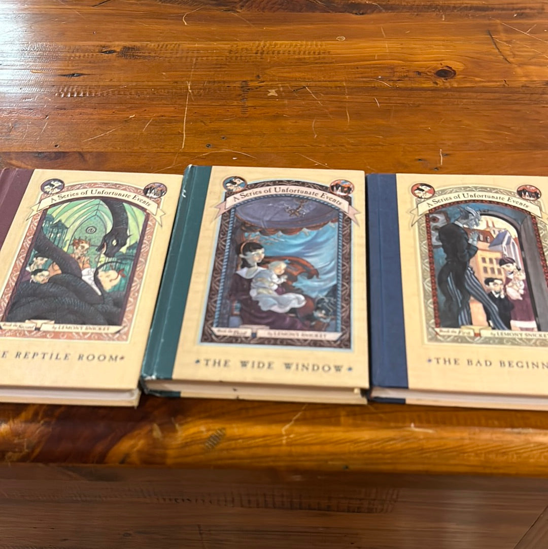 A Series of Unfortunate Events #1, 2 & 3- by Lemony Snicket